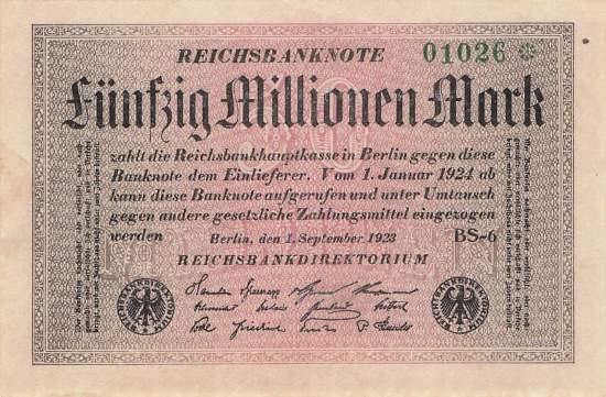 50 Millionen Mark 1923 ro.108l PR